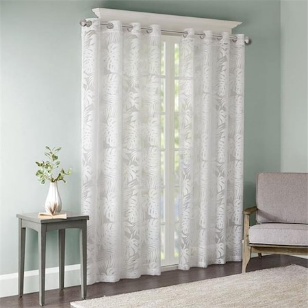 Madison Park Madison Park MP40-4380 50 x 84 in. Leilani Palm Leaf Burnout Window Sheer - White MP40-4380